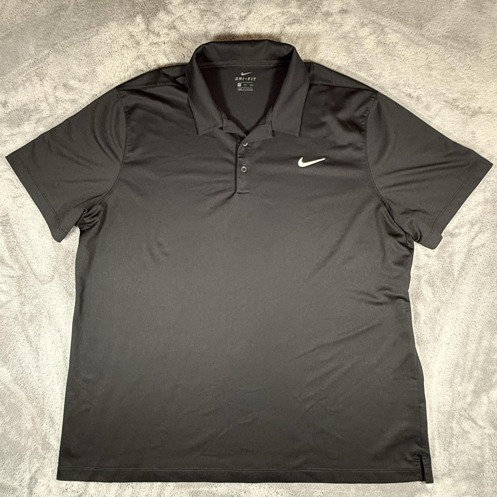Nike Dri-FIT Polo Shirt Mens Size 2XL Black Golf Performance Lightweight Wicking